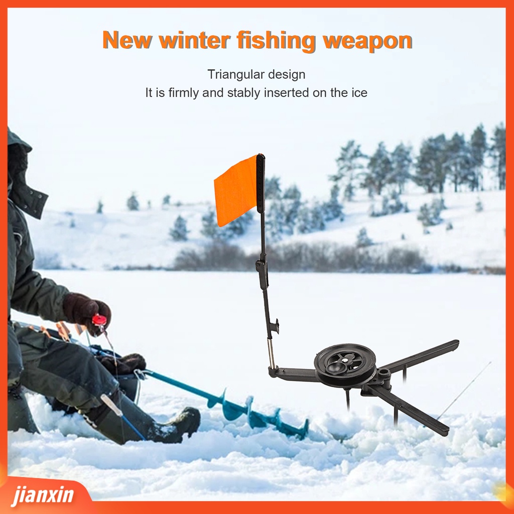 (In Stock) Es Penanda Pancing Segitiga Bawah Permukaan Terang ABS Otomatis Musim Dingin Flag Marker Rod Aksesoris Untuk Memancing