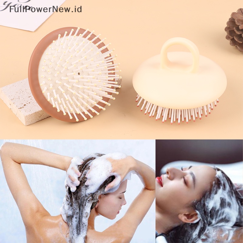 Power Hair Scalp Massager Shampoo Brush Bulu Silicon Lembut Untuk Menghilangkan Ketombe ID