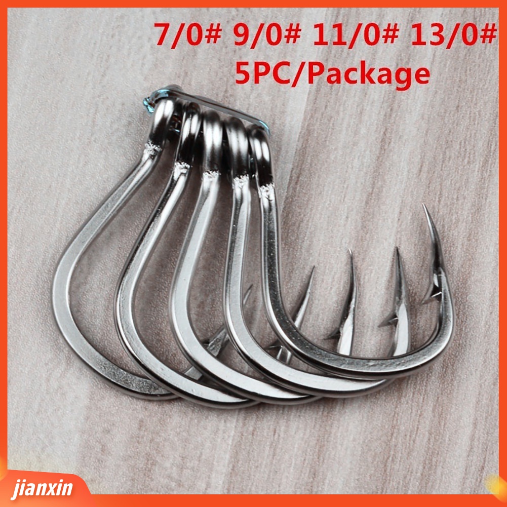 (In Stock) 5/10Pcs Stainless Steel Fish Hook Jig Besar Memancing Umpan Holder Tackle Tool