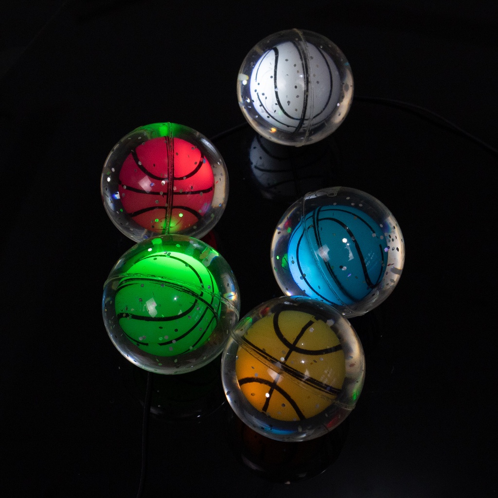 Mainan Bola Bekel LED  Glitter 4 Inch