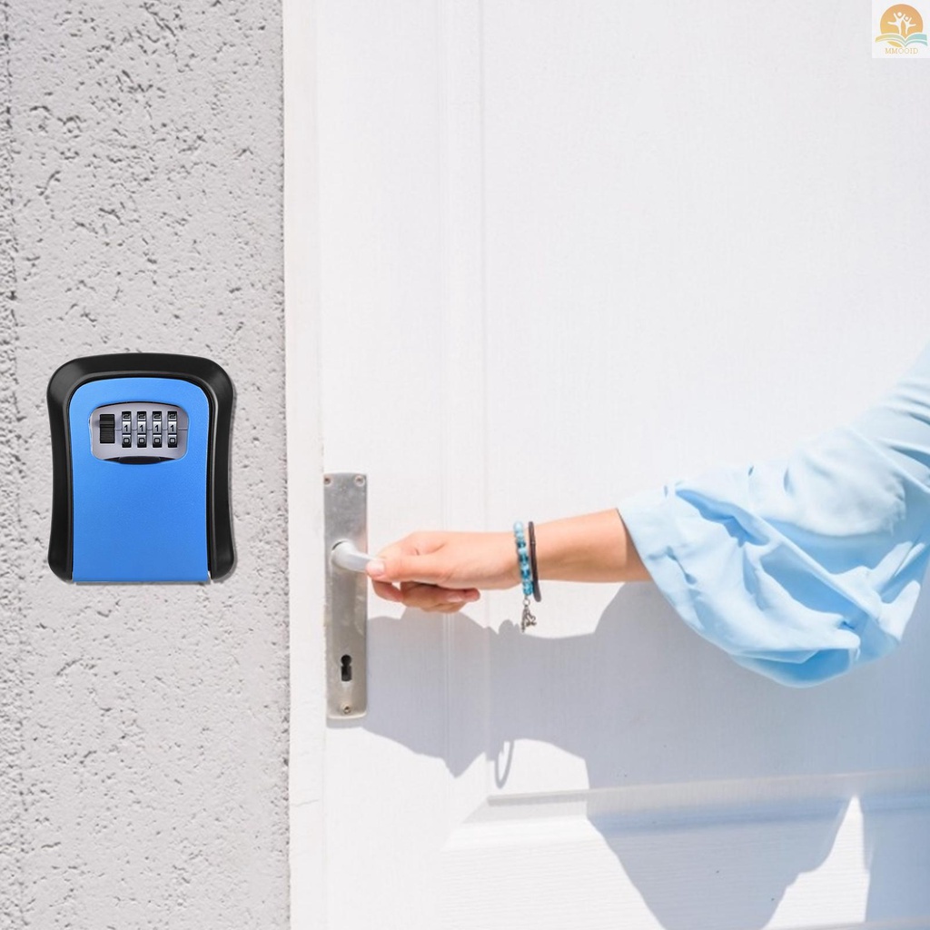 In Stock Kotak Kunci Penyimpanan Kunci Tempel Dinding Paduan Aluminium Kombinasi 4 Digit Tahan Air Lockbox Key Safe Box Portable Storage for House Key ID Card U Disk