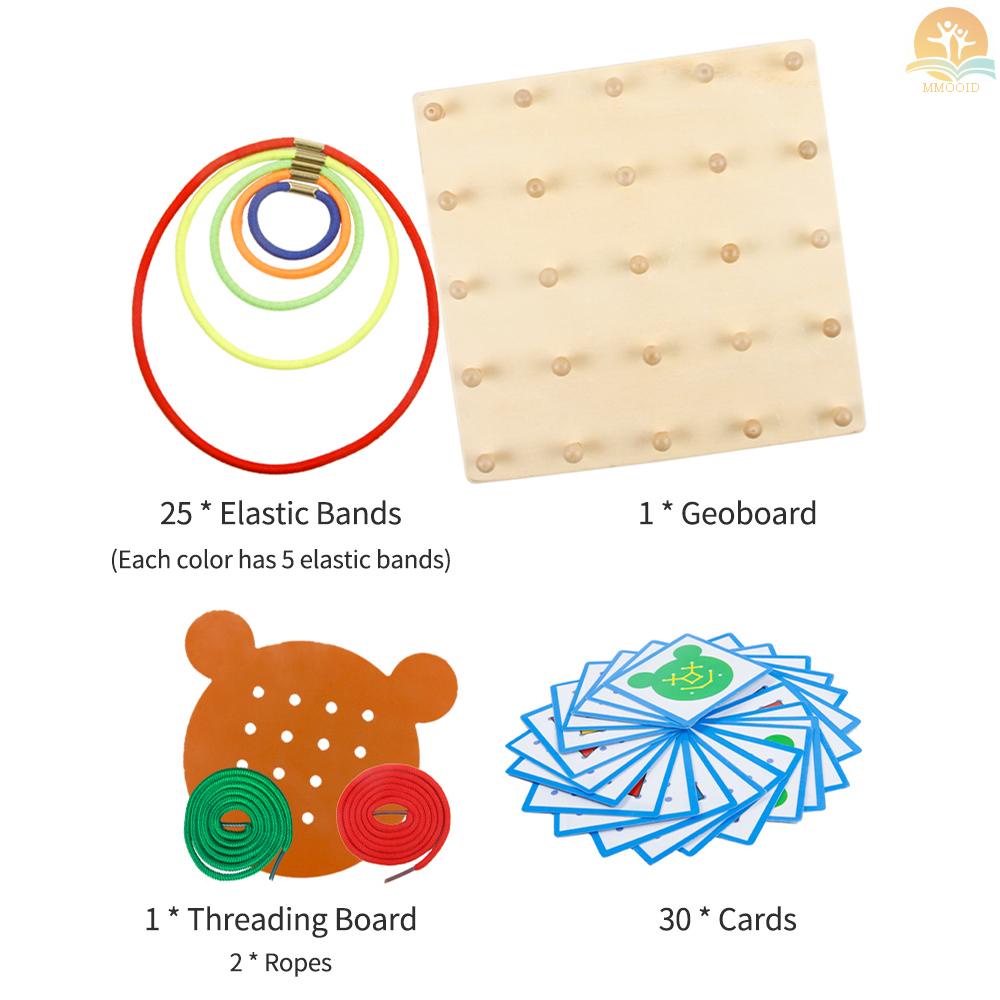 In Stock Papan Geoboard Kayu Bahan Manipulatif Matematika 5x5 Array Geo Board Dengan Pita Elastis Pola Kartu Papan Perontok Grafis Montessori Edukasi Belajar Mainan Hadiah fo