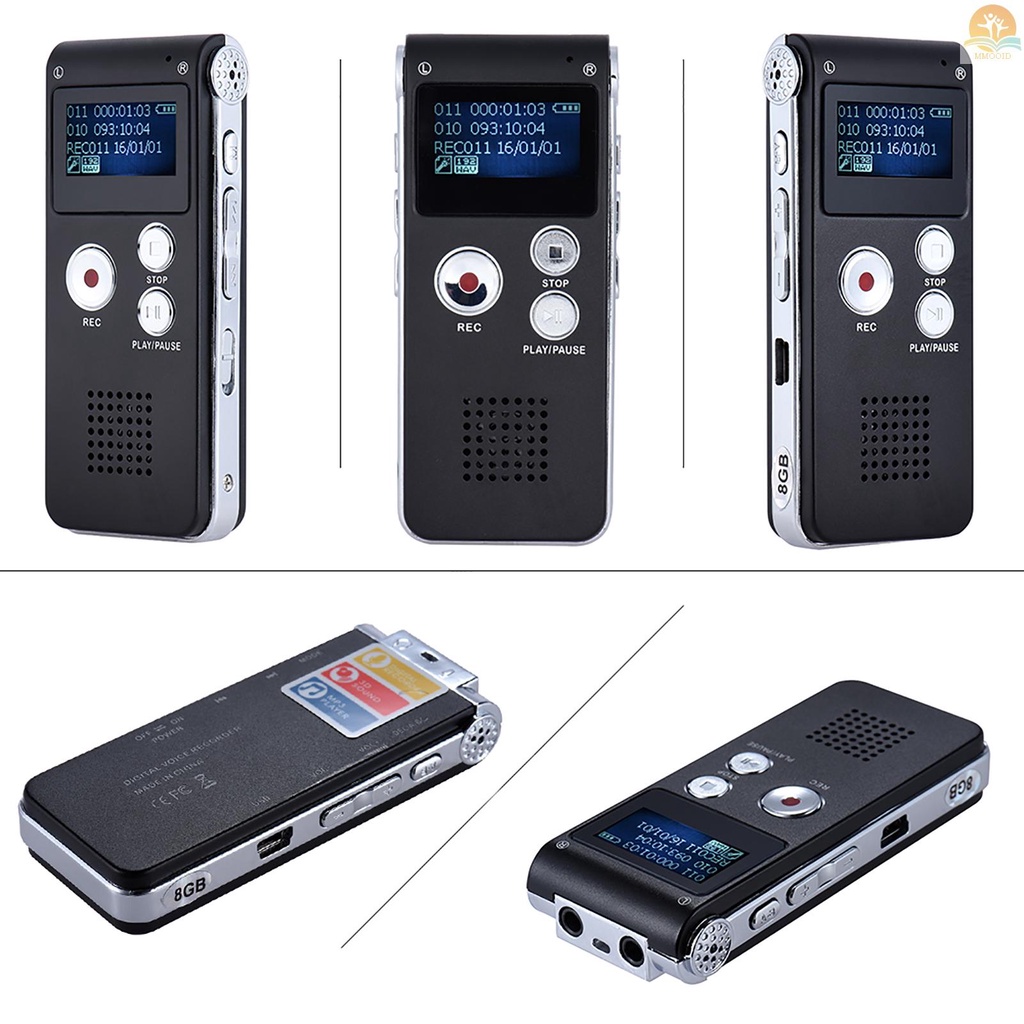 In Stock 8GB Intelligent Digital Audio Voice  Recorder Dictaphone MP3 Music Player Voice Activate VAR A-B Repeating