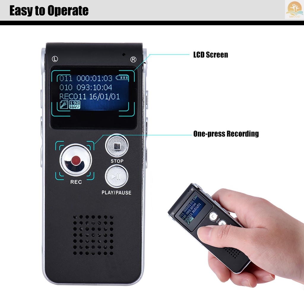 In Stock 8GB Intelligent Digital Audio Voice  Recorder Dictaphone MP3 Music Player Voice Activate VAR A-B Repeating