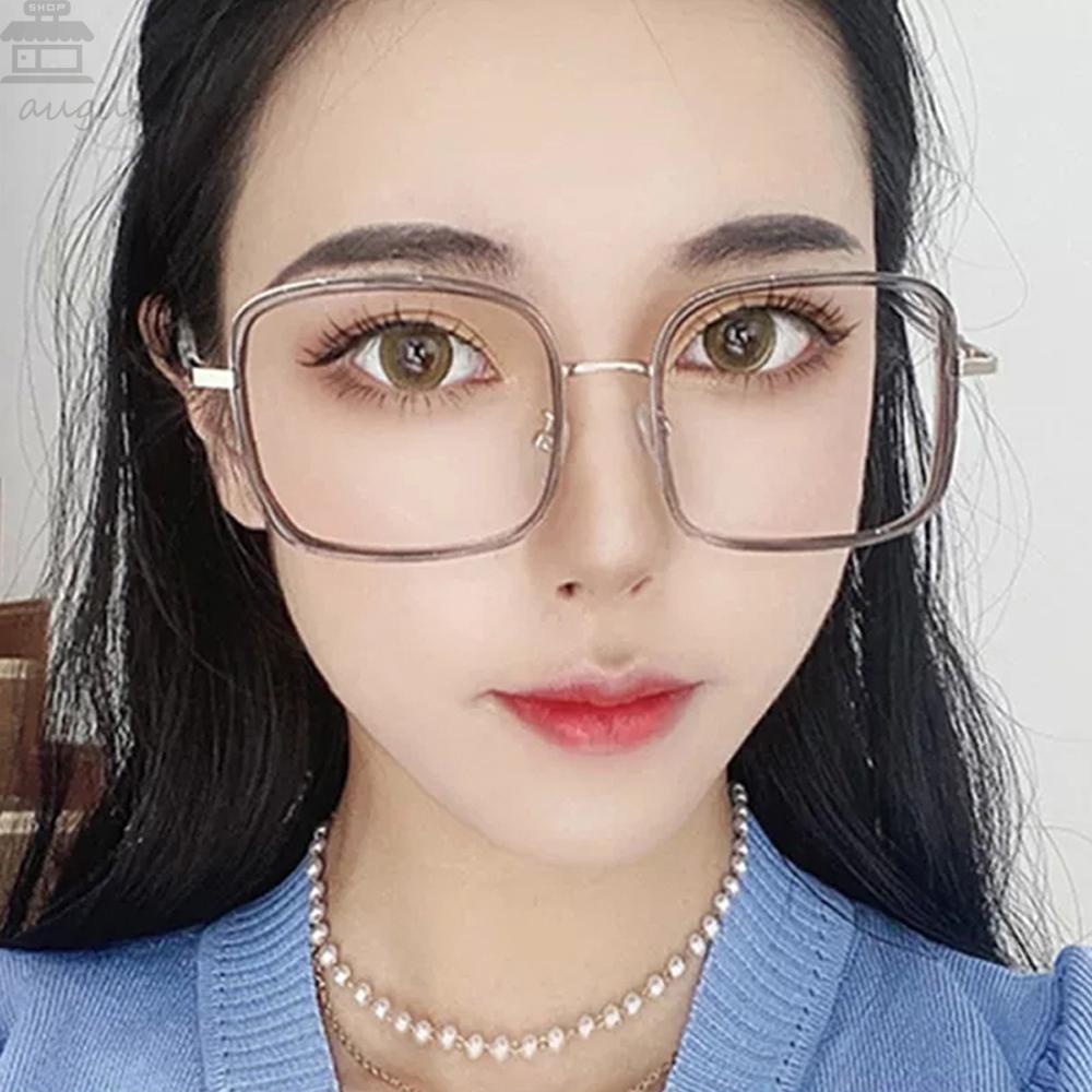 AUGUSTINA Kacamata Lensa Bening Oversized Keren Wanita Bingkai Besar Pria Kacamata Komputer