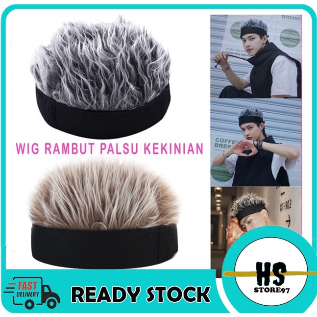 Topi Wig Rambut Palsu Pria dan Wanita, Penutup Kepala Hip Hop Naruto Kakashi Pendek Warna Solid, Top