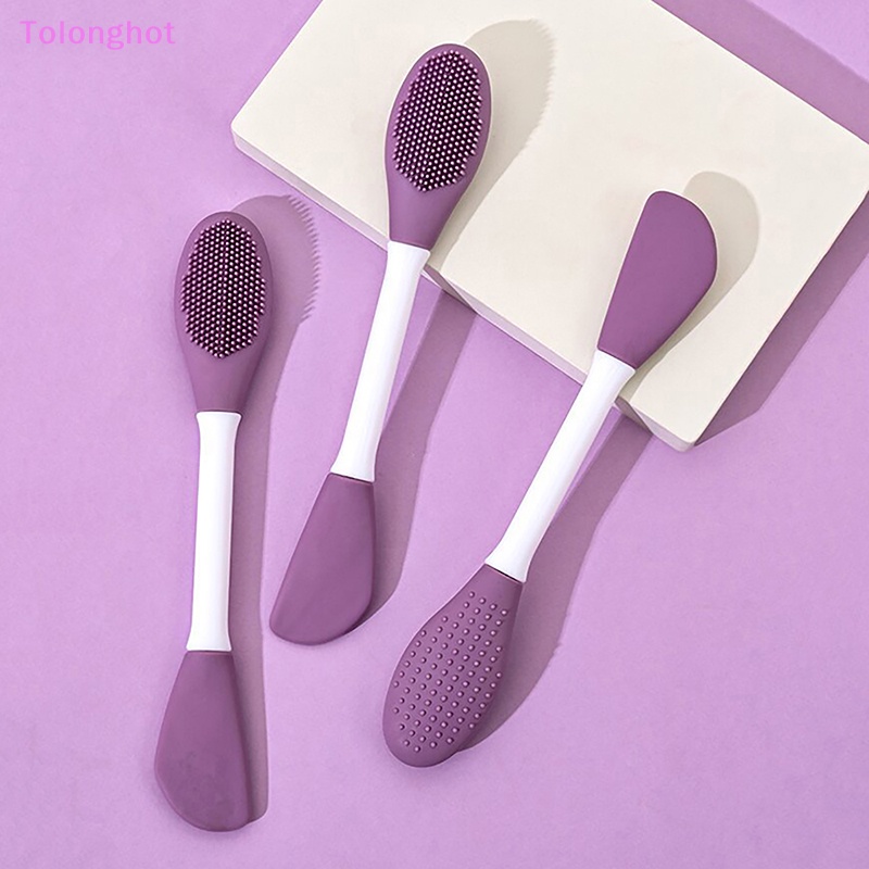 Tolonghot&gt; 1Pc Sikat Masker Wajah Silikon Kepala Ganda Pijat Wajah Sikat Pembersih DIY Mud Film Scraper Facial Brush Care Tool well