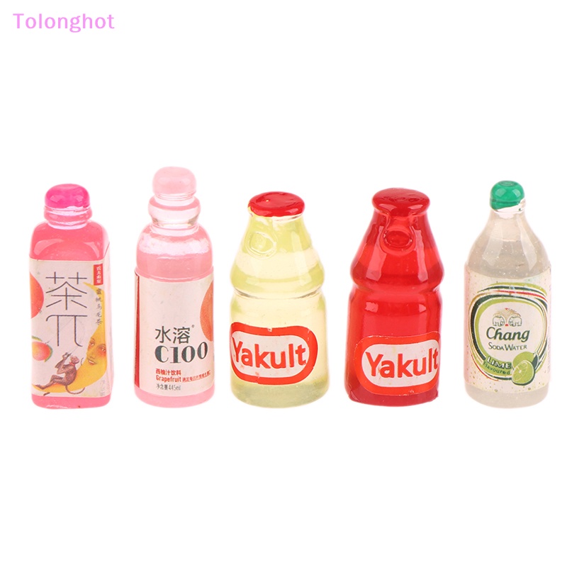 Tolonghot&gt; 5PCS Aksesoris Rumah Boneka Inovatif Supermarket Simulasi Resin Botol Anggur Miniatur Botol Minuman DIY Model Mainan Sumur