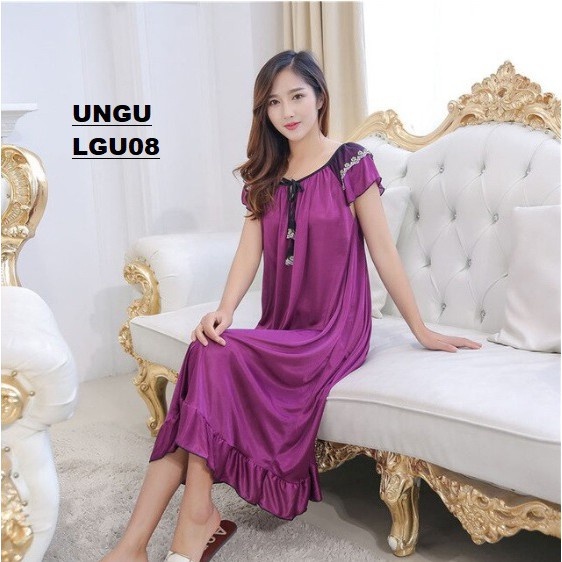 Laris - Daster tidur renda jumbo / Lingerie sexy jumbo LD 120 cm PY 349 bahan satin ice silk