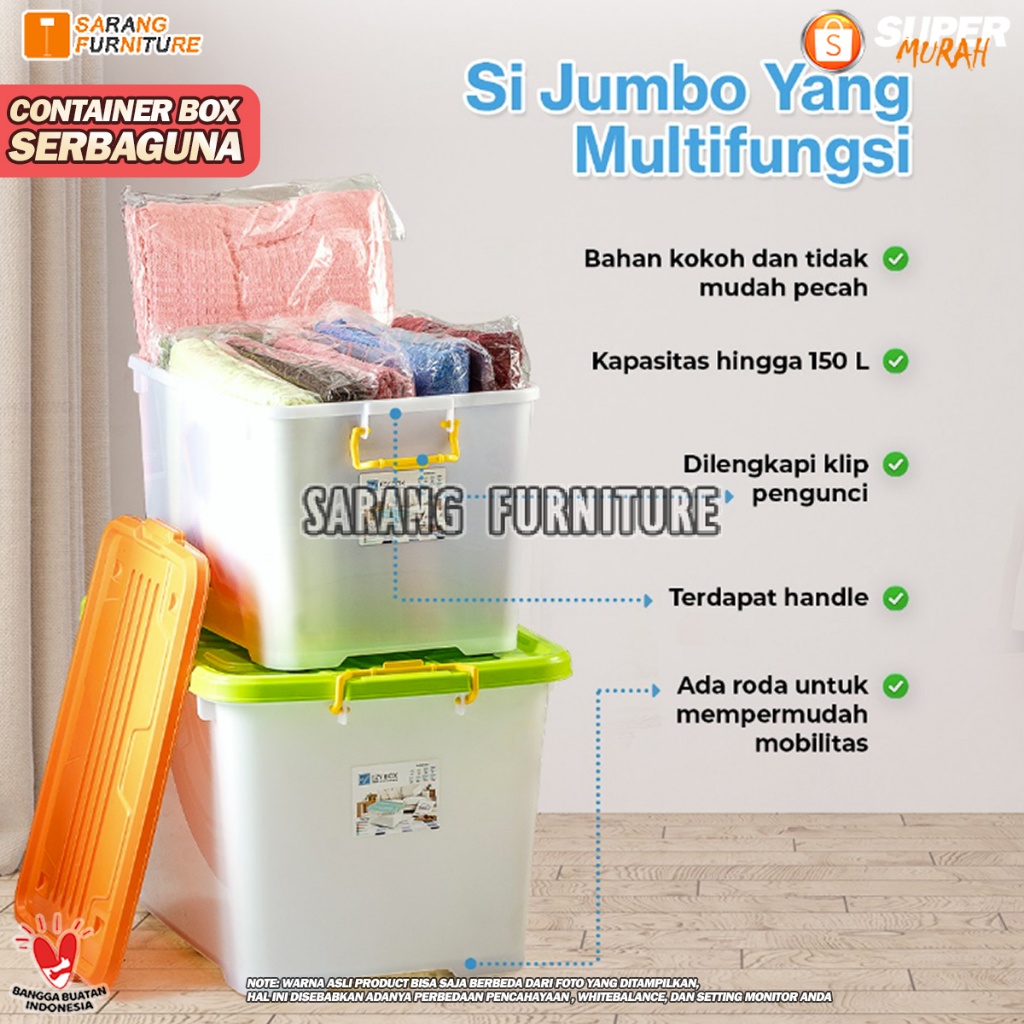 Ezy Box Container Box Plastik 130 Liter Kotak Penyimpanan Multifungsi Storage Box Ezy
