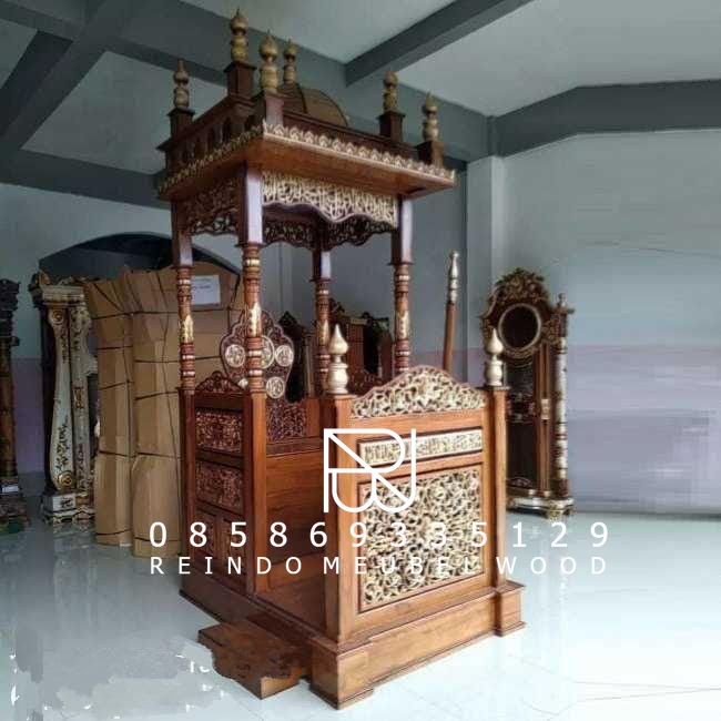 Mimbar masjid tangga samping kecil mimbar kubah bercabang 01-RMW