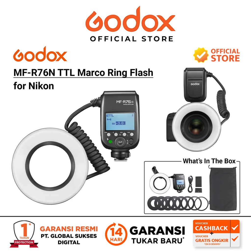 Godox MF-R76N TTL Marco Ring Flash for Nikon