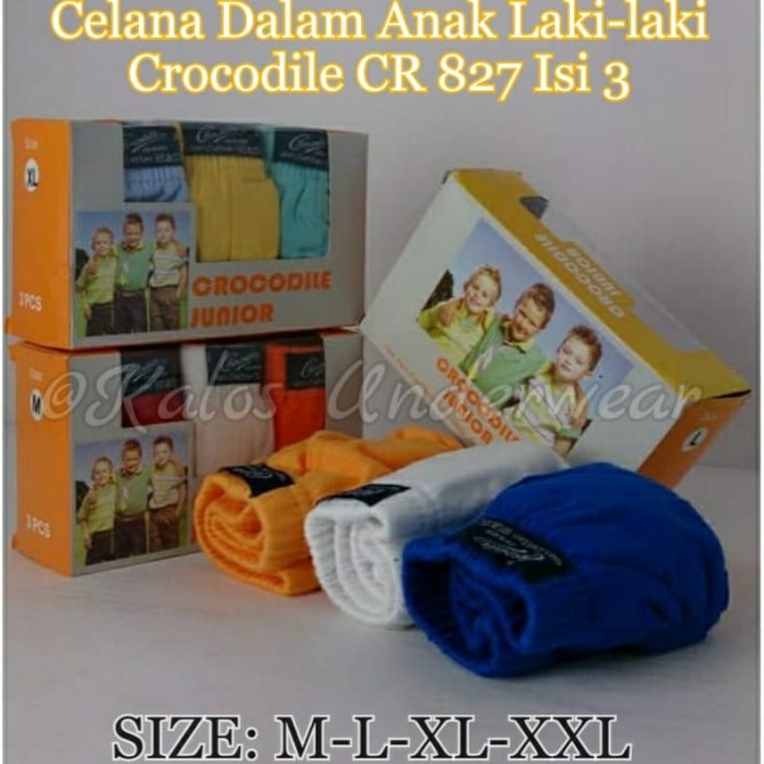 ✨NEW✨ -Celana Dalam Anak Laki-Laki Crocodile CR 827 Isi 3 - 7-8 tahun
