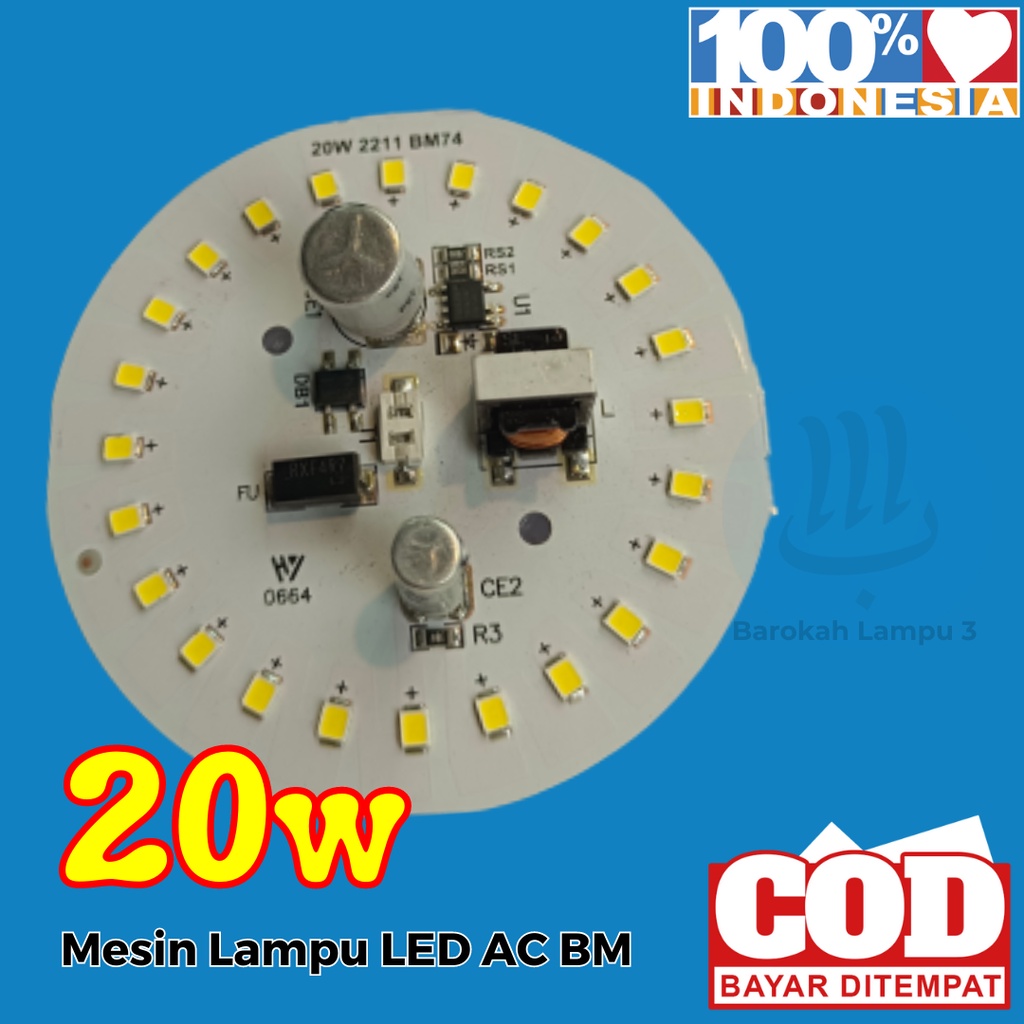 PCB Lampu LED / 20 Watt / BM 20w / PCB Lampu LED AC / Mesin Lampu LED AC / PCB / Lampu / LED / AC / 