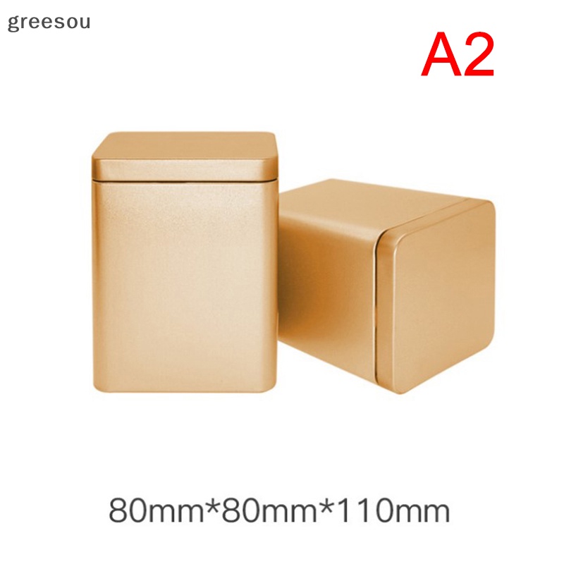 Greesou 1pcs Tea Cans Square Metal Packaging Kotak Penyimpanan Case Toples Kaleng Kecil ID