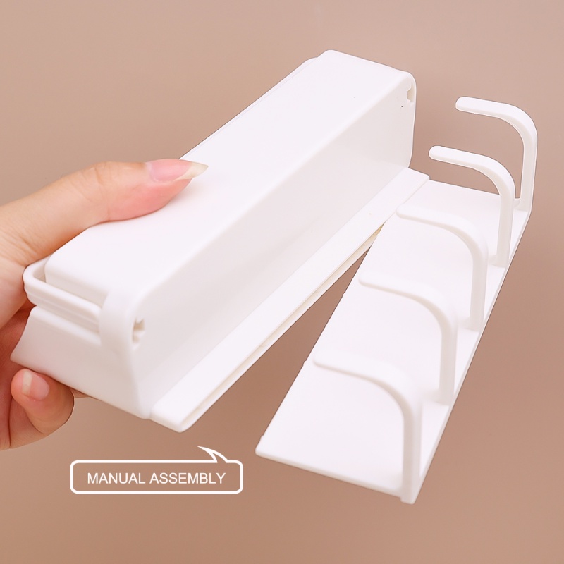 1pc Rak Penyimpanan Ikat Rambut Yang Dipasang Di Dinding Multifungsi/ Kotak Organize Plastik Perekat Diri Portabel Dengan Kait/ Rak Penyimpanan Aksesori Rambut Rumah