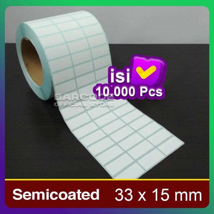 

LABEL BARCODE 33 X 15 (3 LINE) KERTAS STICKER 33x15 CORE BESAR 3" INCH PST79