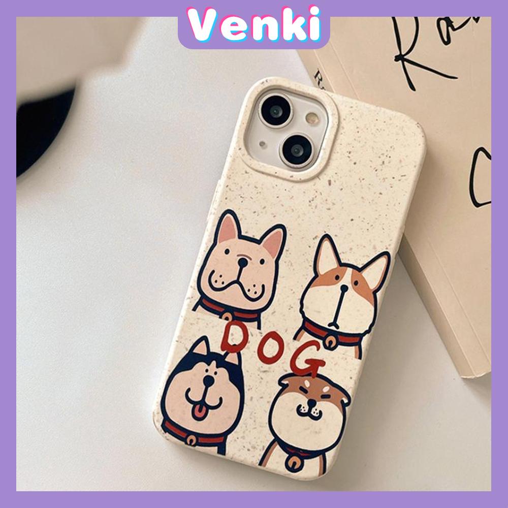 Venki - Untuk iPhone 11 Case Ramah Lingkungan Degradable Case Halus Pelindung Gandum Case Lucu Empat Anak Anjing Kompatibel dengan iPhone 14 Pro max 13 Pro max 12 Pro Max 11 xr xs max 7 8 Plus