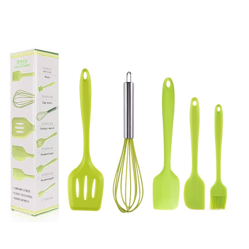 Peralatan Masak 5in1 Silikon Kitchen Utensil Spatula Sutil Sodet Baking Props Cooking Set 5pcs