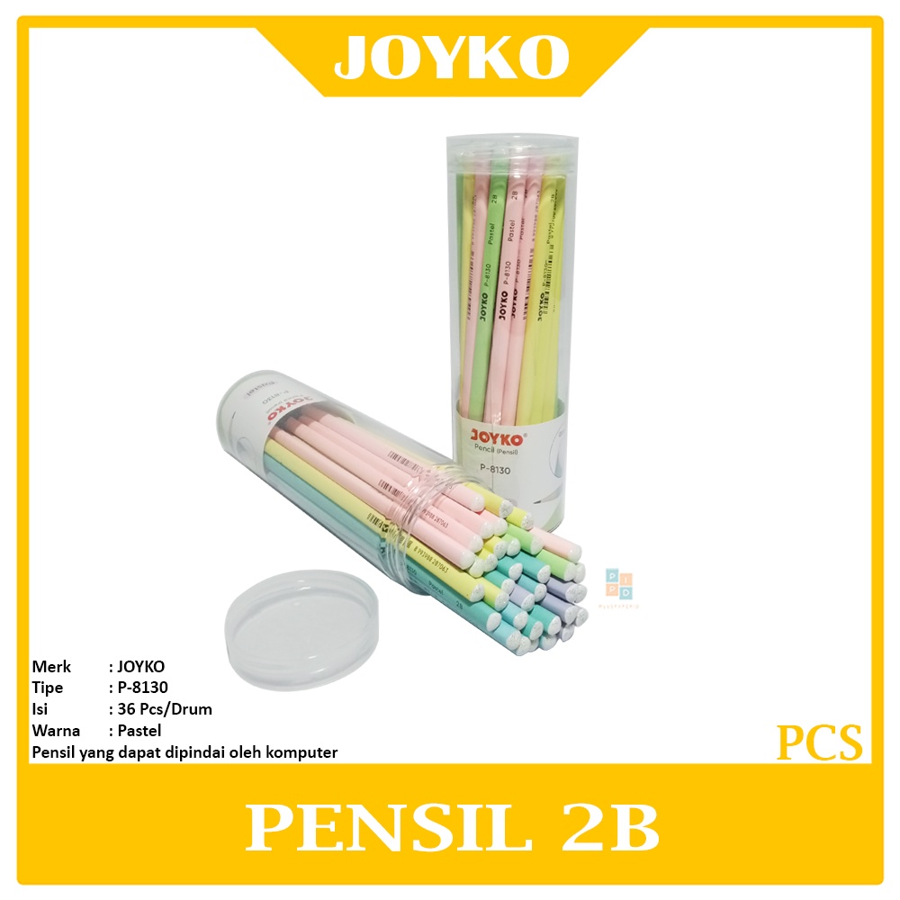 

JOYKO - Pensil Kayu 2B P-8130 Warna Pastel Glitter Top - Pcs
