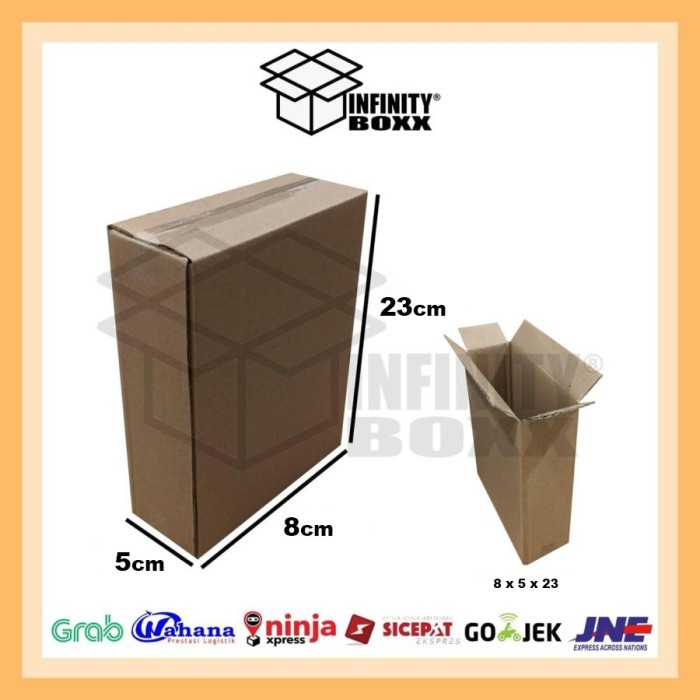 

kotak kardus box packing ukuran 8x5x23 cm sheet