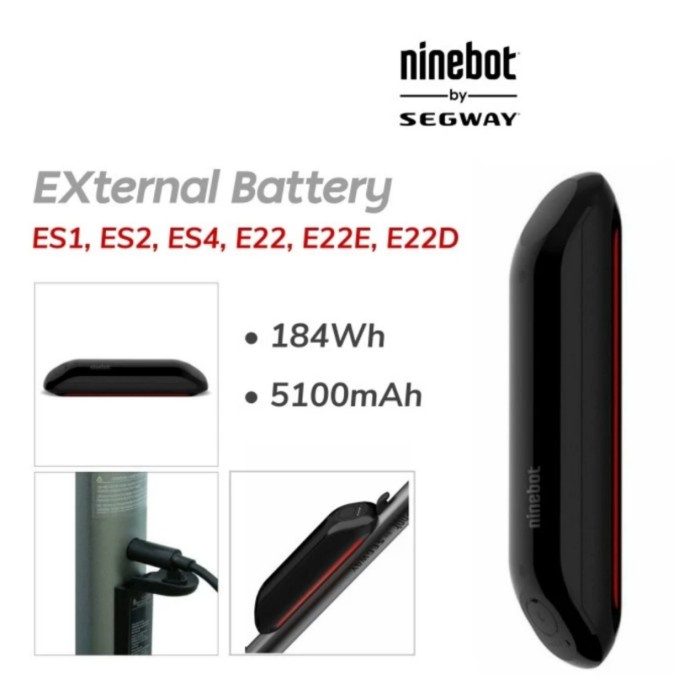 Batre Eksternal Ninebot Kickscooter ES1 ES2 E22 Extended Battery 184Wh