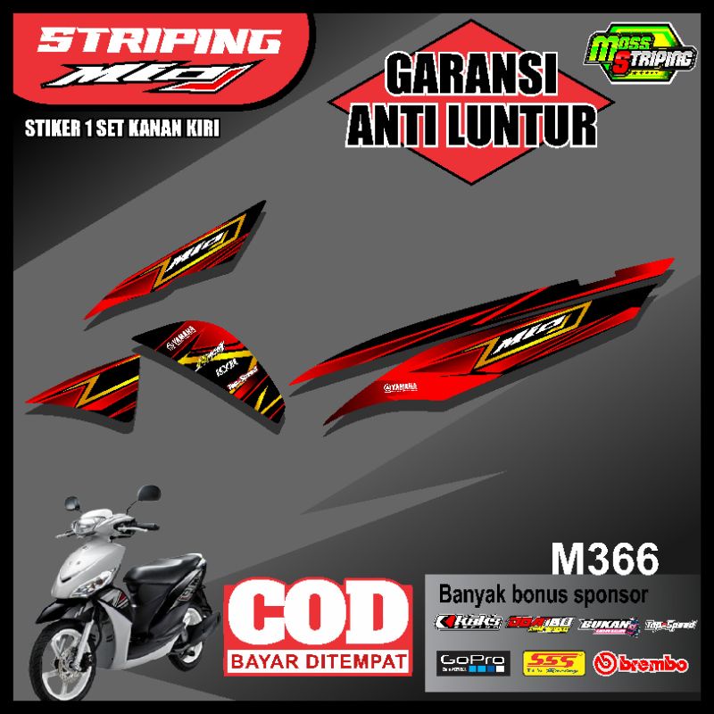 MASS Striping - Striping Sticker List Variasi Motor Yamaha MIO J 2012 2013 2014 semi fullbody Stripi