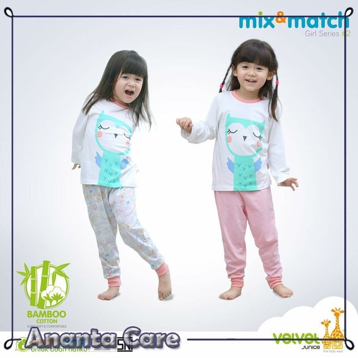 (PROMO) Setelan Baju Tidur Piyama Anak Perempuan Velvet Bamboo Cotton Premium
