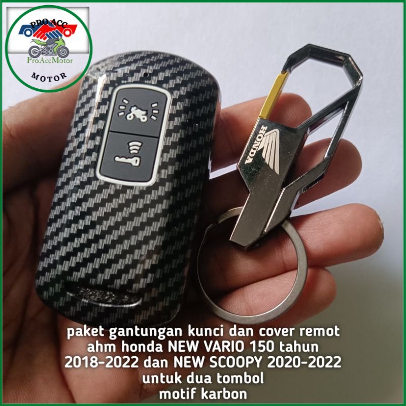 paket gantungan kunci dan cover remot NEW VARIO 150 2018-2022 NEW SCOOPY prestige 2020-2022 karbon a
