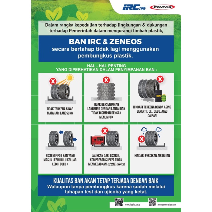 BAN MOTOR IRC NR95 100/80-14 TUBELESS