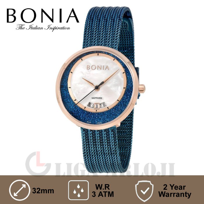 BONIA BNB10544-2582 Jam Tangan Wanita Analog Mesh Pasir Biru Sapphire