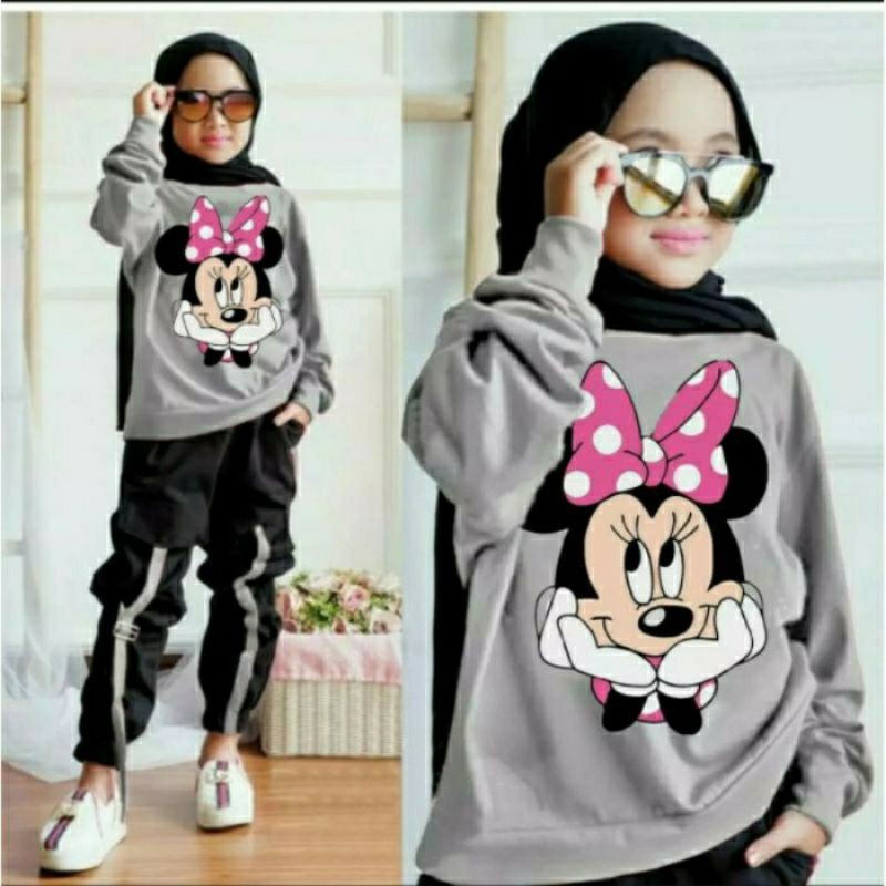 Setelan Baju Anak Perempuan Usia 8 9 10 Tahun-Setelan Celana Anak Cewek-Setelan Anak Minnies Korea
