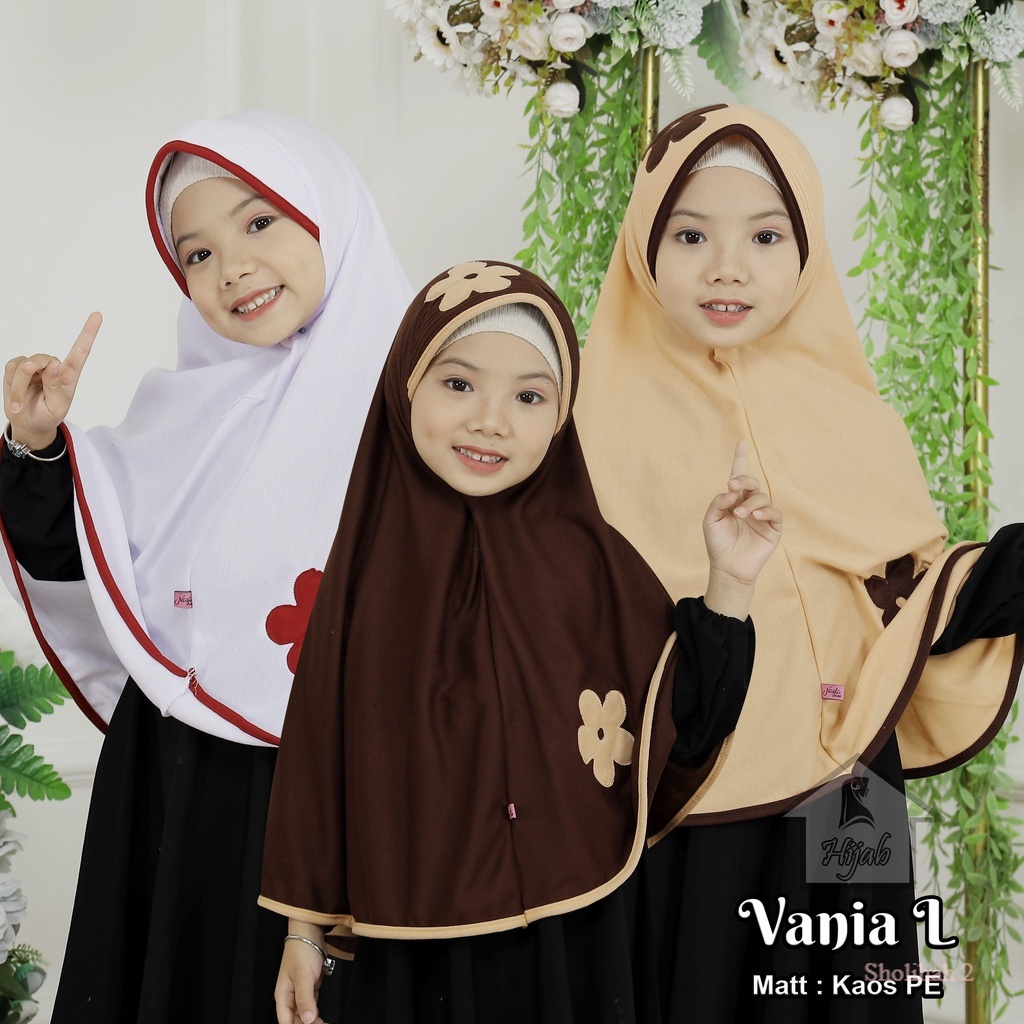 Jilbab Anak  SD Size M & L Kerudung Vania kw Hijab Bunga Satu Kaos Hijab Sekolah