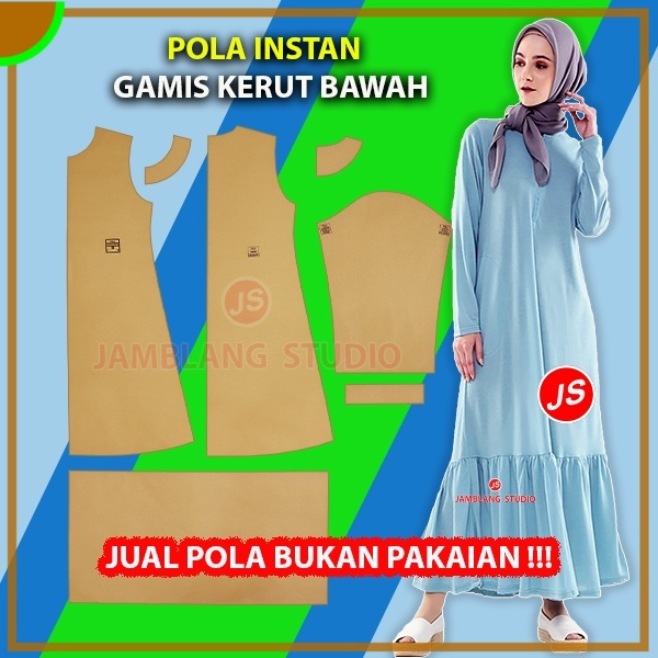 Pola Instan Gamis Kerut Bawah Dewasa | Aneka Pola