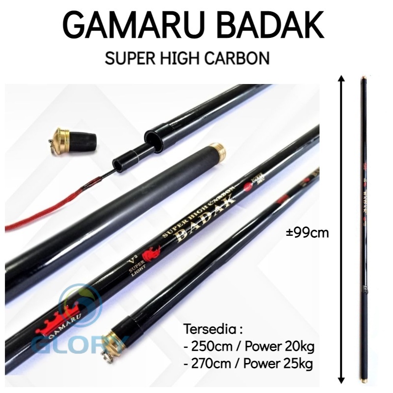Joran Tegek Gamaru Badak V2 2503 Panjang 250cm Super High Carbon Power 20kg Action Hard Kaku / Tongk