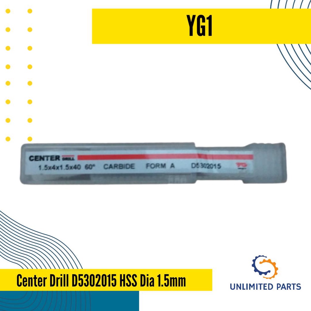 YG1 Center Drill D5302015 Carbide HSS Dia 1.5mm