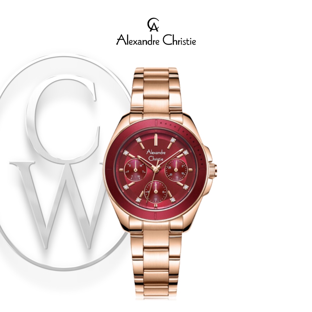 Jam Tangan Wanita Alexandre Christie AC 2A68 BFBRGRE Rantai Sporty Multifungsi Casual Semi Formal bu