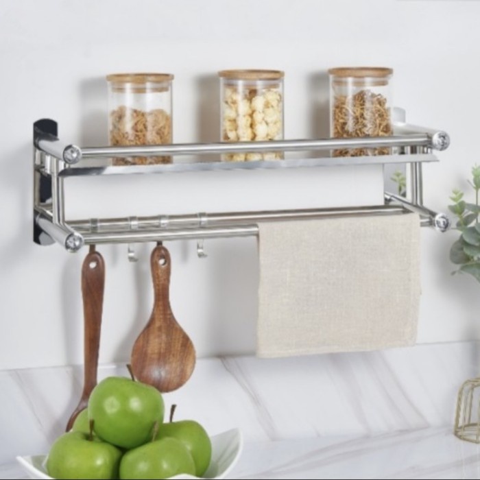 Rak bumbu dapur stainless 2 susun 40cm