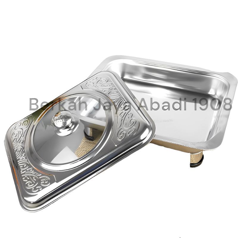 Prasmanan Set Wadah Saji-Stainless Steel Bentuk Persegi Panjang