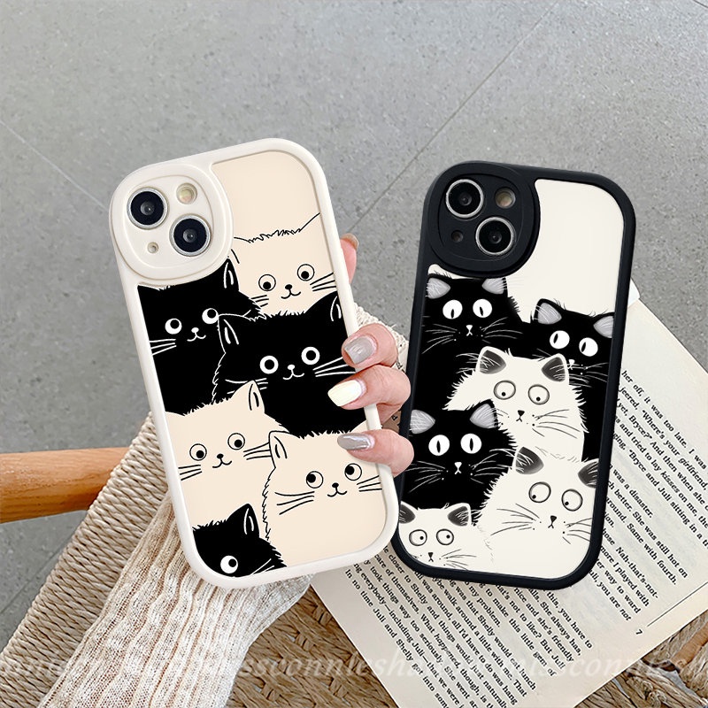 Couple Case Oppo A17 A78 A57 A15 A95 A12 A16 A5s A17K A7 A54 A16K A96 A58 A9 A5 A77s A74 A76 A55 A3S Reno5 8 5F 7 7Z A53 A31 A16E A92 A1K Kucing Kartun Lucu Imut Lembut Sarung Tpu