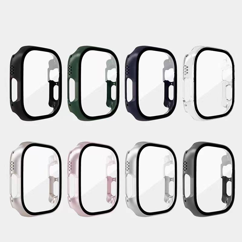 Kaca+case Untuk Apple Watch Ultra 49mm Bumper+Pelindung Layar Tempered Cover Untuk iWatch Ultra 49mm