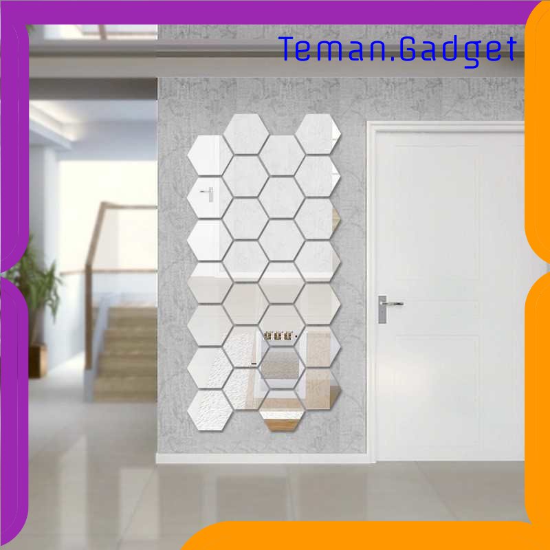 TG -  ART Stiker Dekorasi Dinding Hexagon Mirror Acrylic 7 PCS