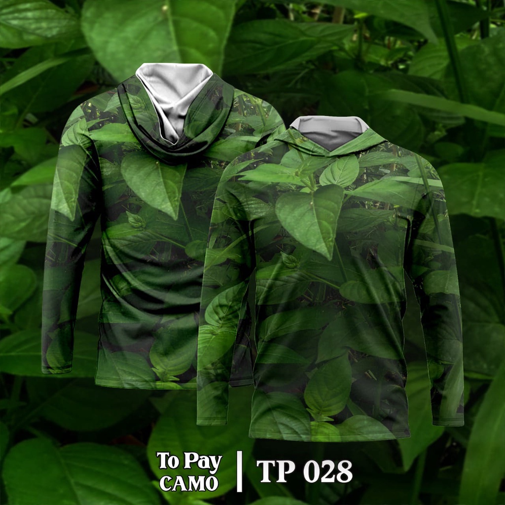 Baju Kamuflase Hunting Camo dan Kaos Berburu Lengan Panjang Camo untuk Pria - Motif Daun-Daunan Hija