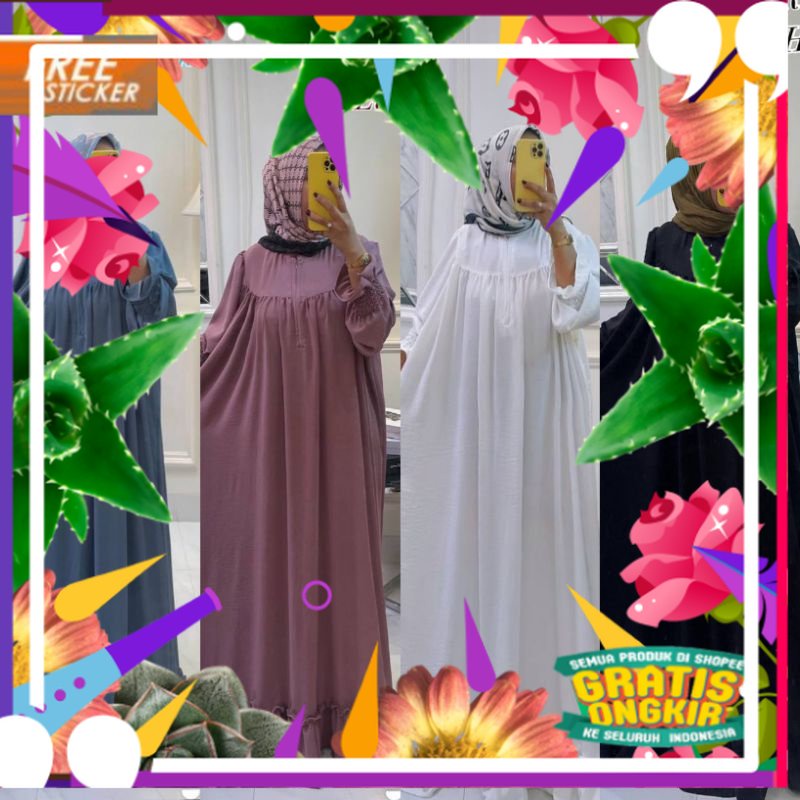 GAMIS CRINKLE MEWAH BUSUI JUMBO/DRESS SHELLA SAUKIA/ solat sholat ied idul adha