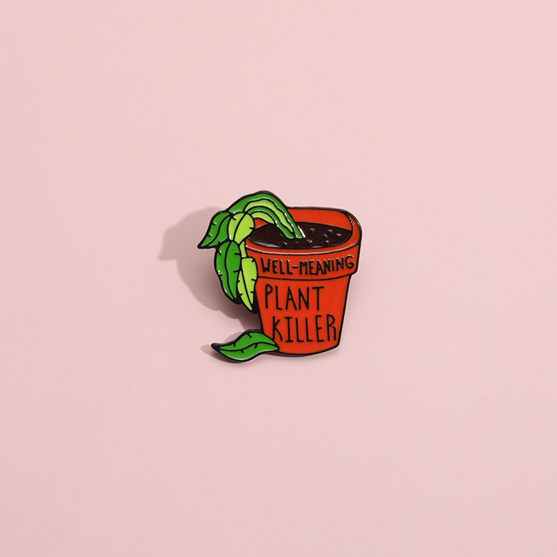 Lucu Pembunuh Tanaman Enamel Pin Bros Kutipan Lucu Berkebun Pot Bros Lencana Laple Pin Kartun Perhiasan Hadiah