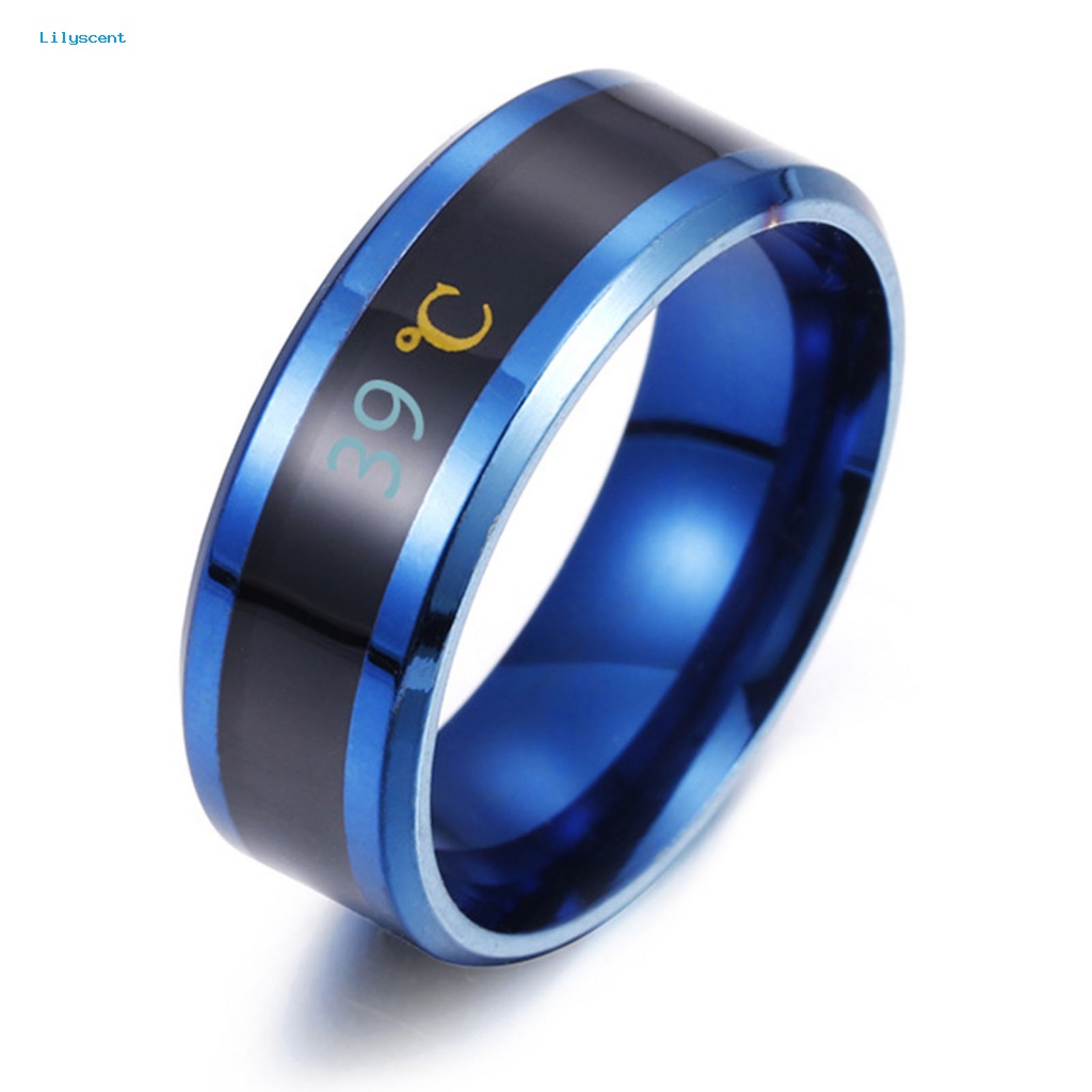 Lilyscent Trendy Stylish Ring Untuk Ulang Tahun Stainless Steel Smart Sensor Suhu Tubuh Ring Ringan