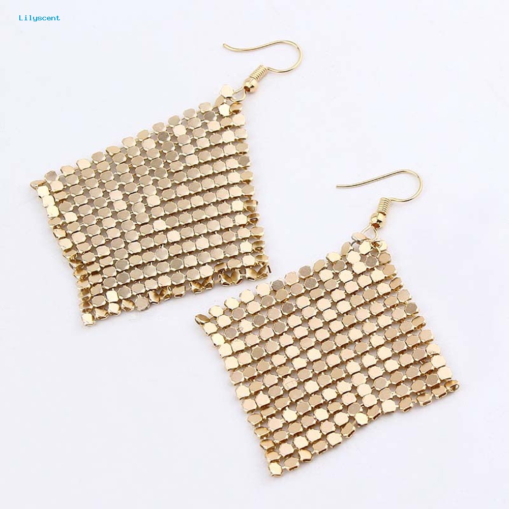 Lilyscent Fashion Wanita Payet Mesh Menjuntai Drop Hook Anting Club Pesta Malam Perhiasan