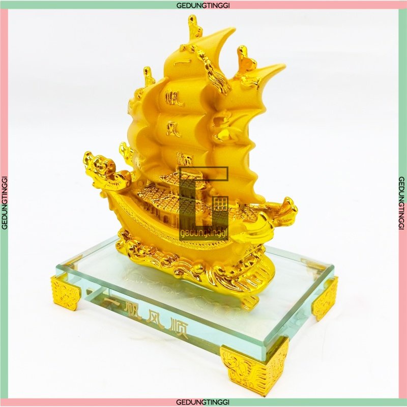 Patung Pajangan Kado Hadiah Meja Kantor Miniatur Mainan Perahu Kapal Layar Pinisi Naga Dragon Air Laut Benda Gelang Fengshui Fengsui Feng Shui Rejeki Rezeki Hoki Emas Gold Amulet Kalung Keberuntungan Kekayaan Makmur Batu Resin Rupang Buddha Budha Statue