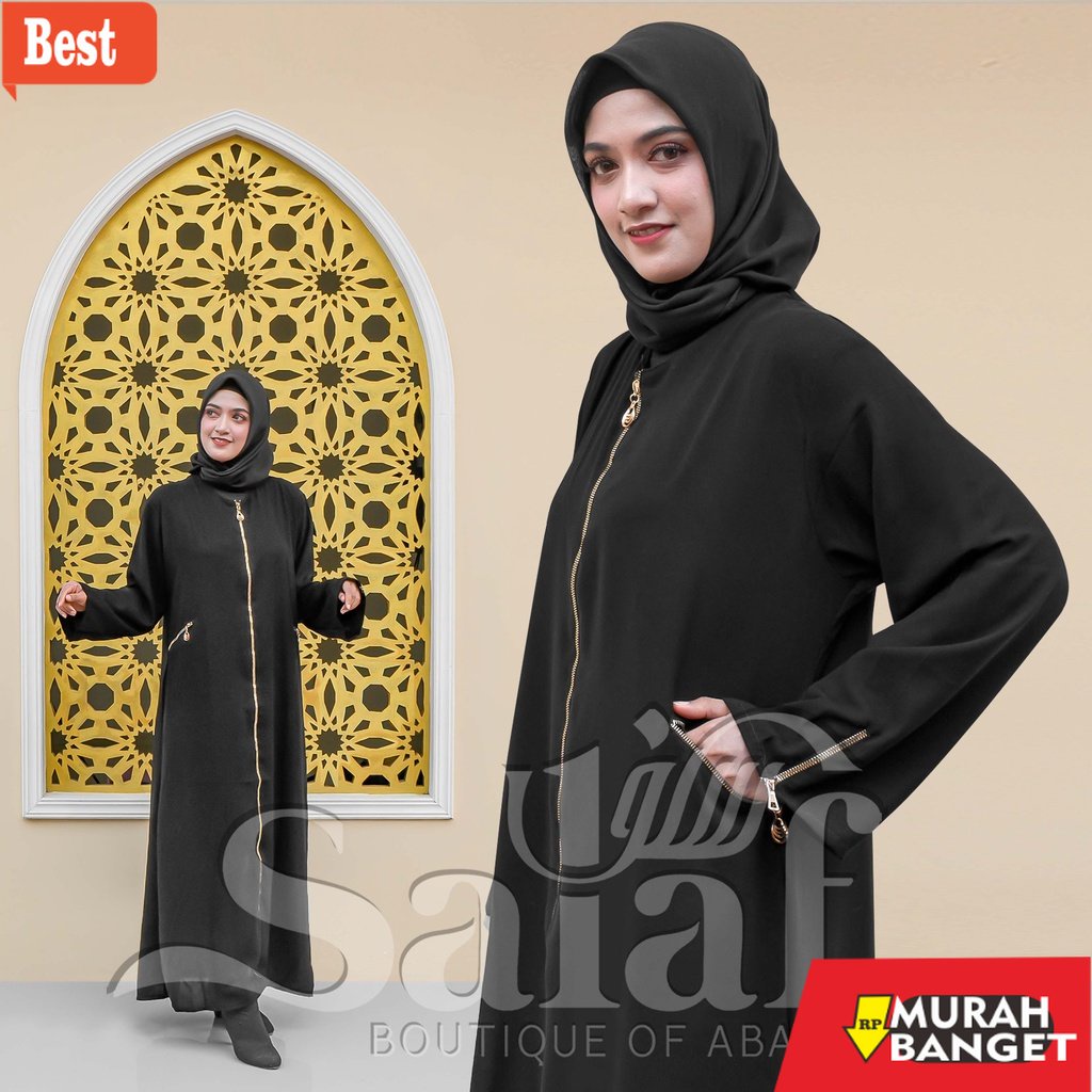 Gaya ala timur tengah di hari raya- Terbaru Baju Abaya Gamis Hitam Turkey Abaya Bordir Bahan JetBlac