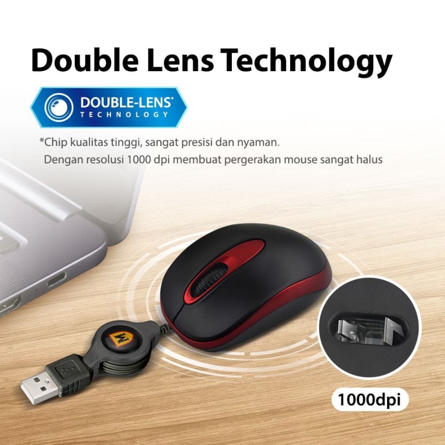 Micropack Mouse Double Lens Retractable MP-212R